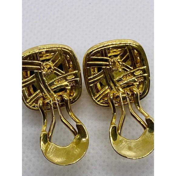 David Yurman Albion Earrings 18KT Yellow Gold 750 Citrine Omega Backs. - Picture 9 of 11